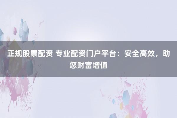 正规股票配资 专业配资门户平台：安全高效，助您财富增值