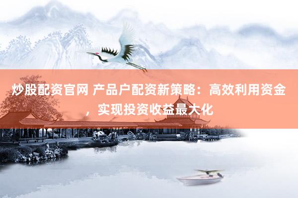 炒股配资官网 产品户配资新策略：高效利用资金，实现投资收益最大化